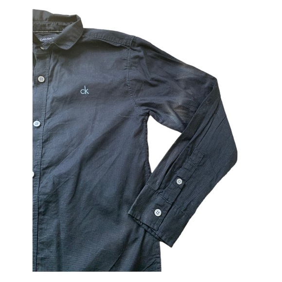 CALVIN KLEIN Button Down Shirt With Long Sleeves Black Boys 10-12Y - Picture 4 of 8